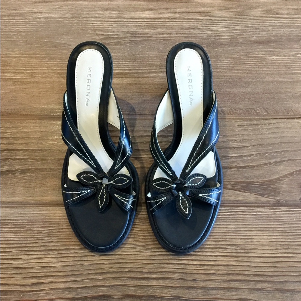 Merona Stitched Leather Slide - Black